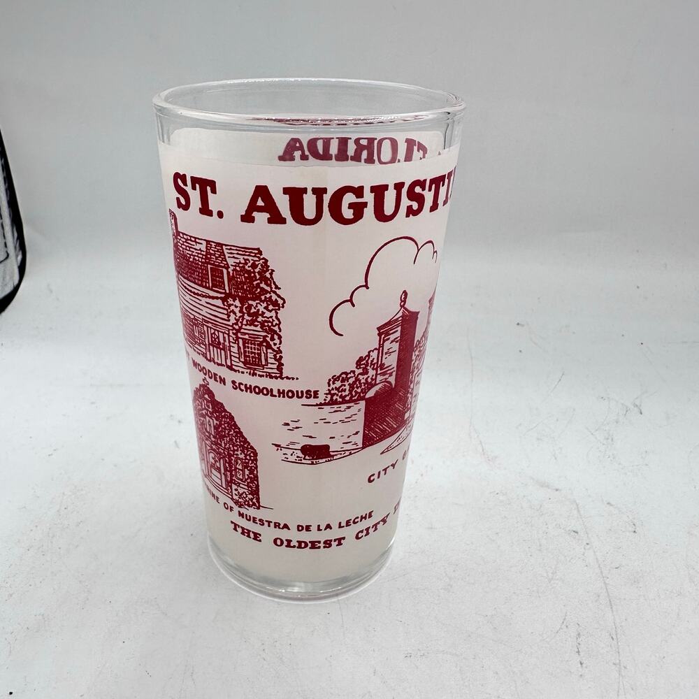 Vintage Florida St Augustine Souvenir Glass Frosted Tumbler Hazel Atlas MCM - Picture 9 of 9